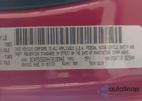 2017 Dodge Journey Crossroad Plus Awd из США, поврежденный, VIN 3C4PDDGGXHT618342